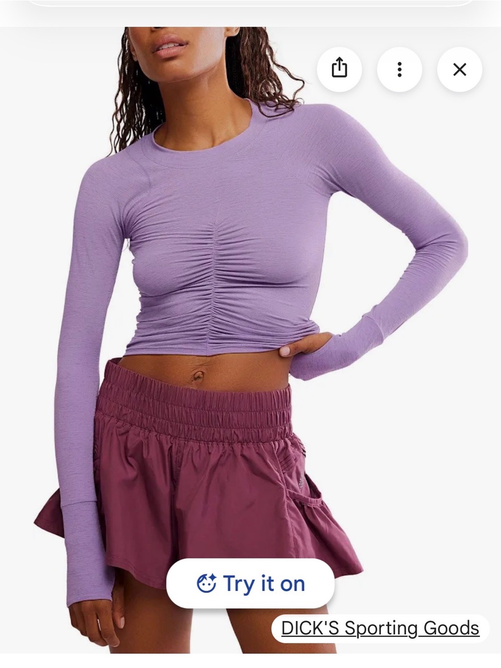 NWT Free People FP Movement Women's Tempo Ruched Long Sleeve - M